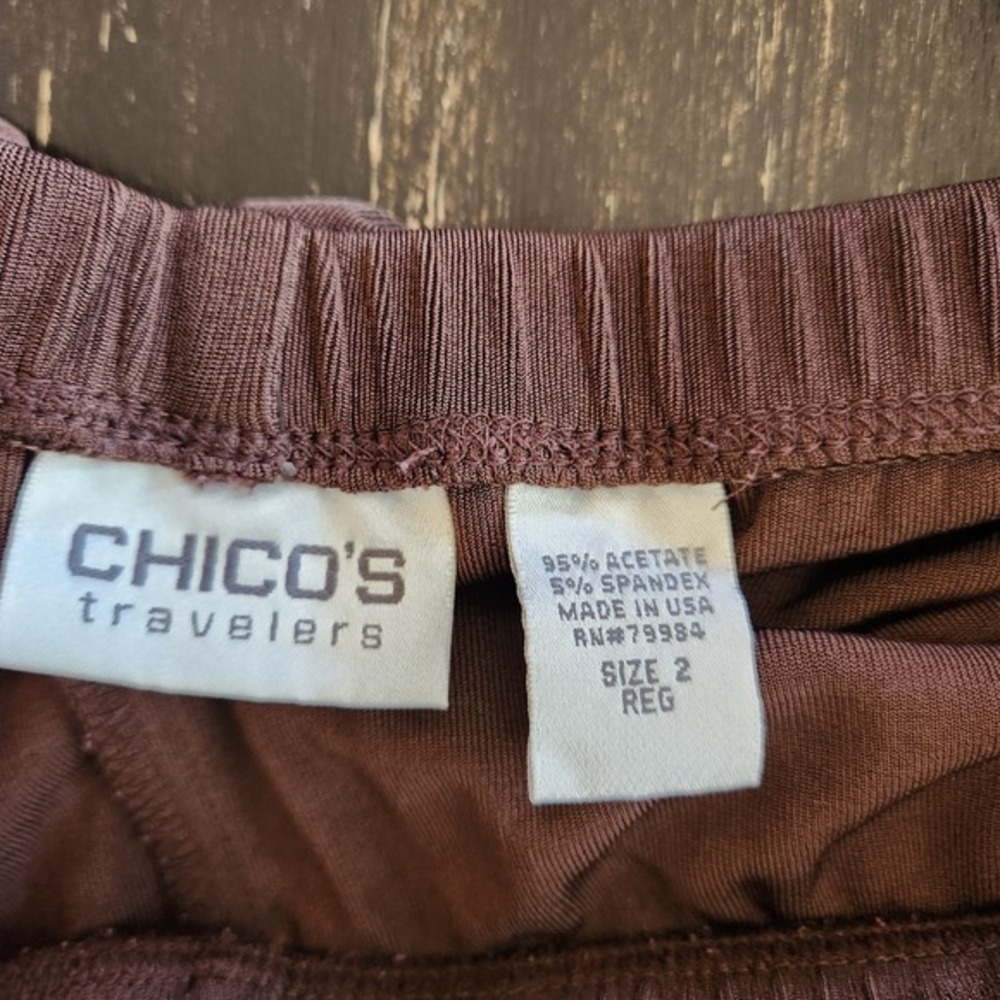 Chico's Traveler Slinky Pants Women's 2 REG 12 L 31x30" Brown Straight FLAW - Picture 4 of 10